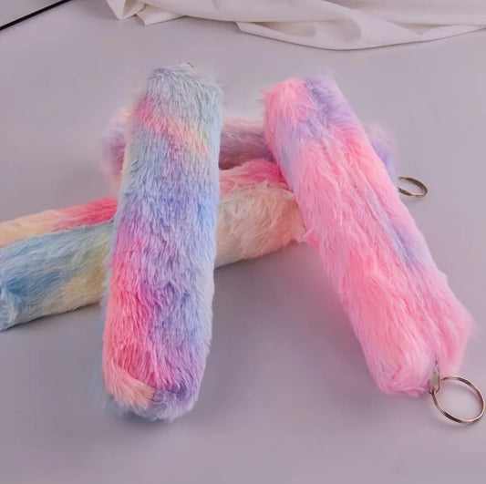 Fluffy Rainbow Plush Pencil Case
